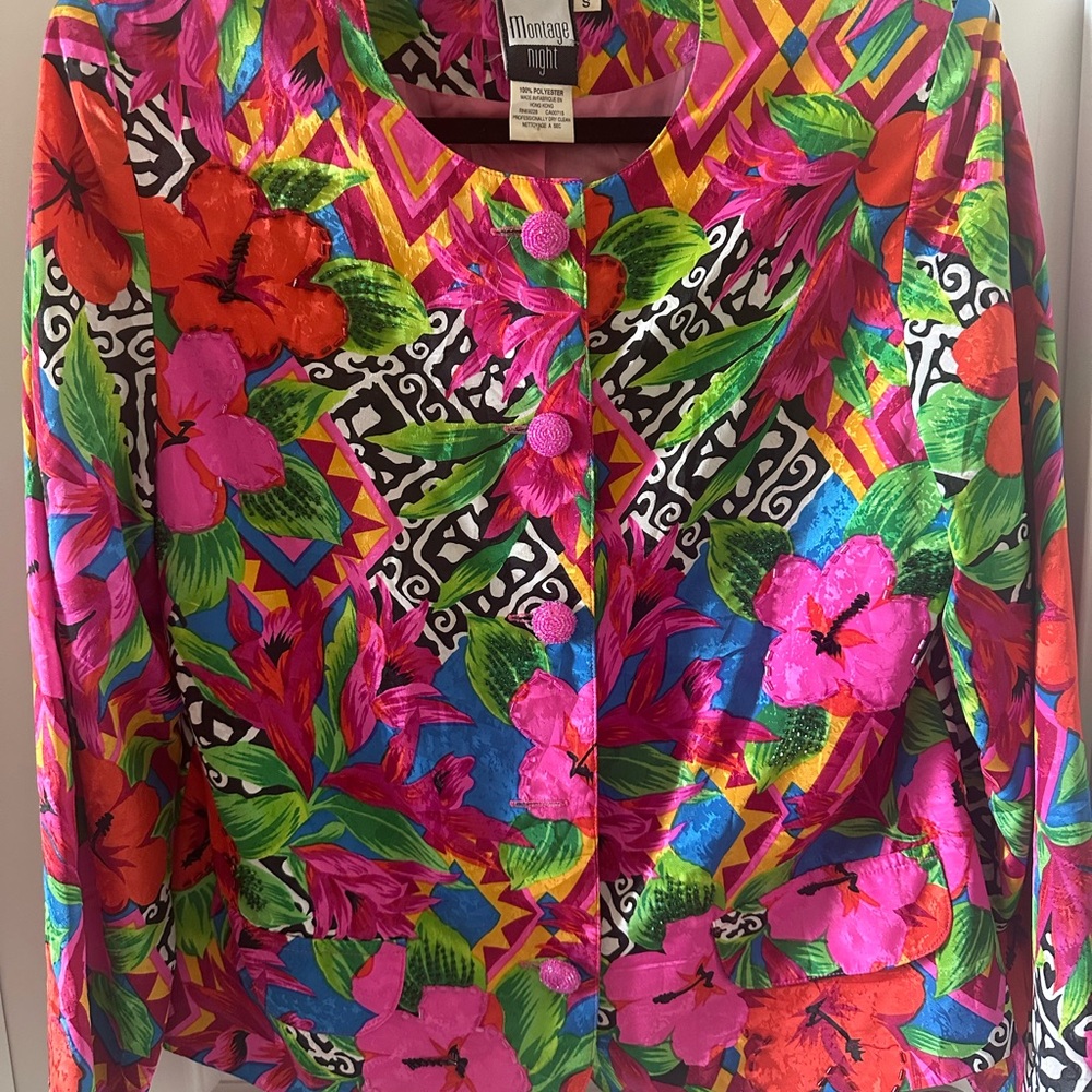 Vintage Neiman Marcus Montage Night Floral Blazer